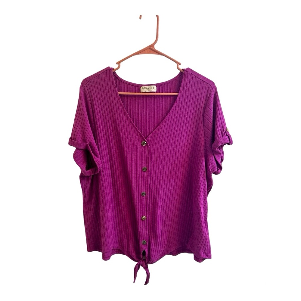 Plus‎ Size Short Purple Short Sleeve Blouse Size 3X